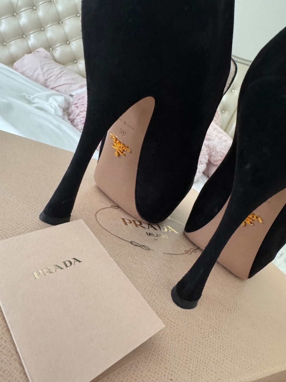 Prada black suede cut-out platform heals - Picture 2 of 6